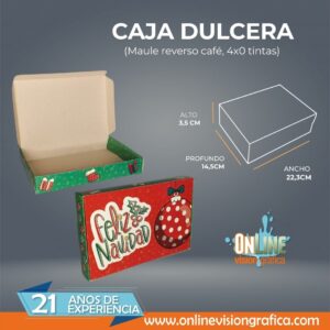 CAJA DULCERA VERDE Y ROJA